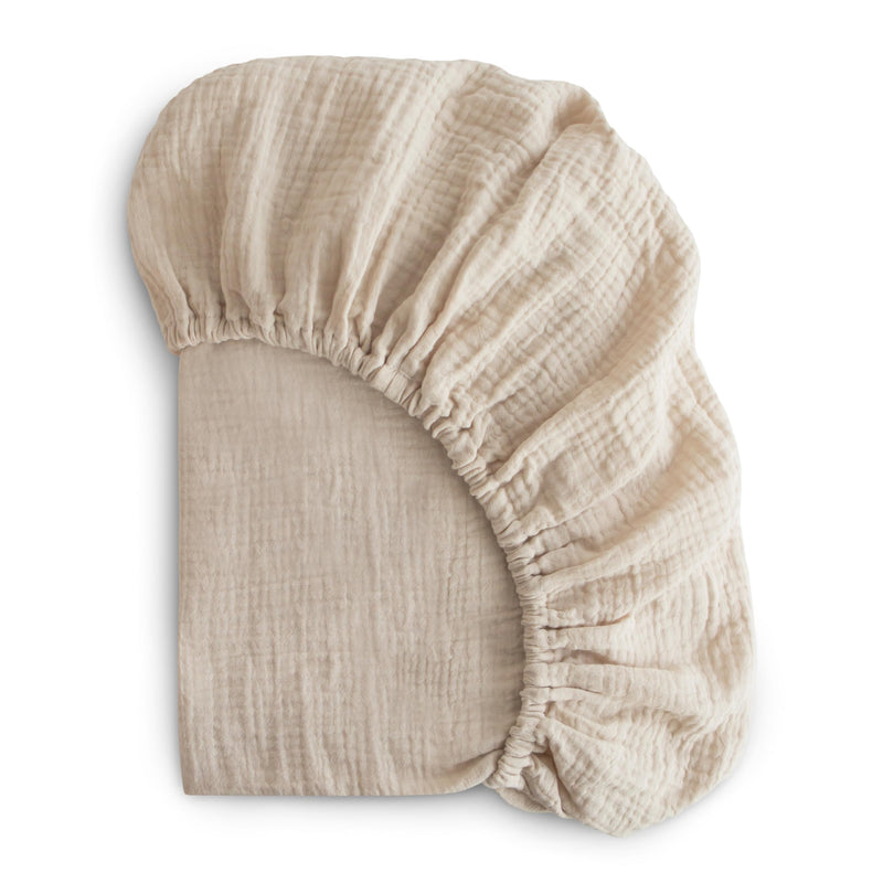 [Australia] - mushie Extra Soft Muslin Fitted Crib Sheet | 192 Thread Count | 28"x 52" (Fog) Fog 