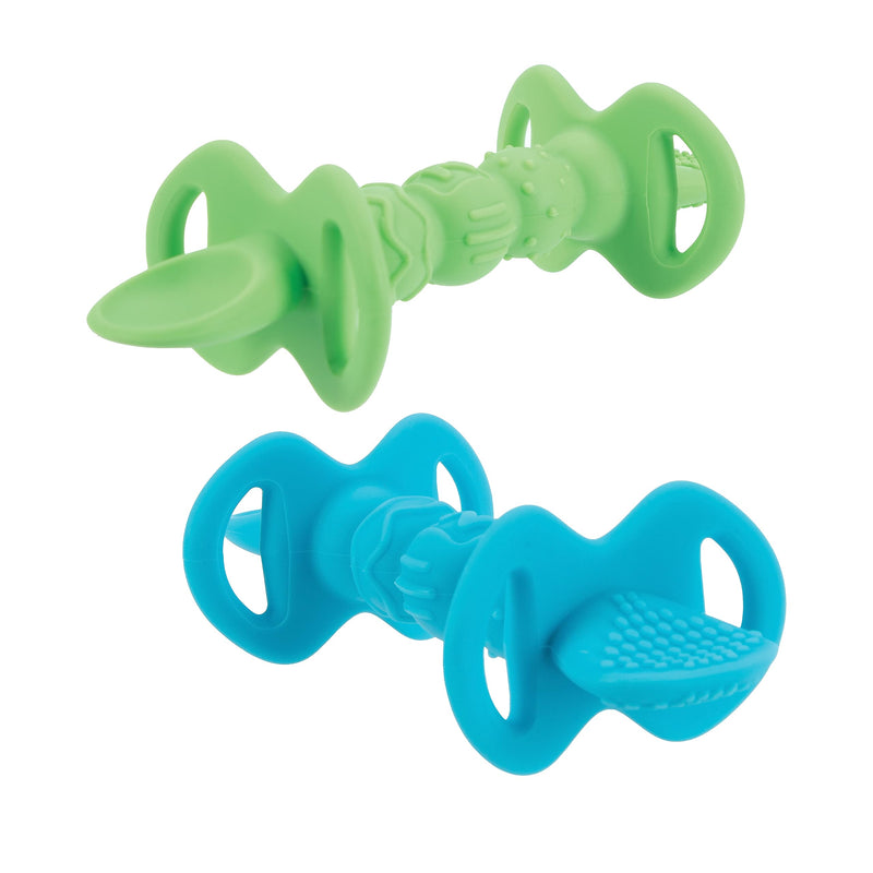 [Australia] - Nuby Dipeez 2 in 1 Silicone Spoons/Dipper, 2pk, Blue/Green 