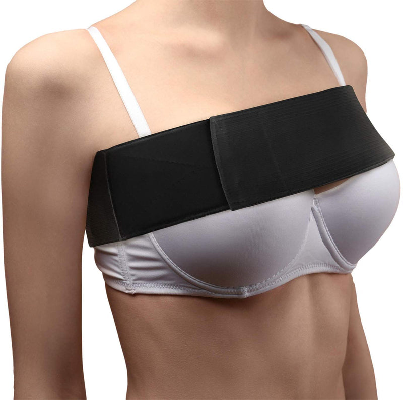 [Australia] - Post Op Breast Augmentation Bra Band | Breast Implant Chest Brace For Women | Compression Wrap Post Surgery Bra Belt | No Bounce Stabilizer Strap | Sports Bra Alternative Running (Fits Most) Black 