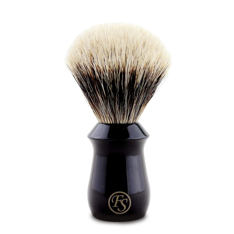 [Australia] - Frank FS shaving Brushes, 2-Band Manchurian Finest Badger Shaving Brush with Black Resin Handle for Personal and Professional Shaving,Birthday Gift (Fan Shape Knot:20 mm) 