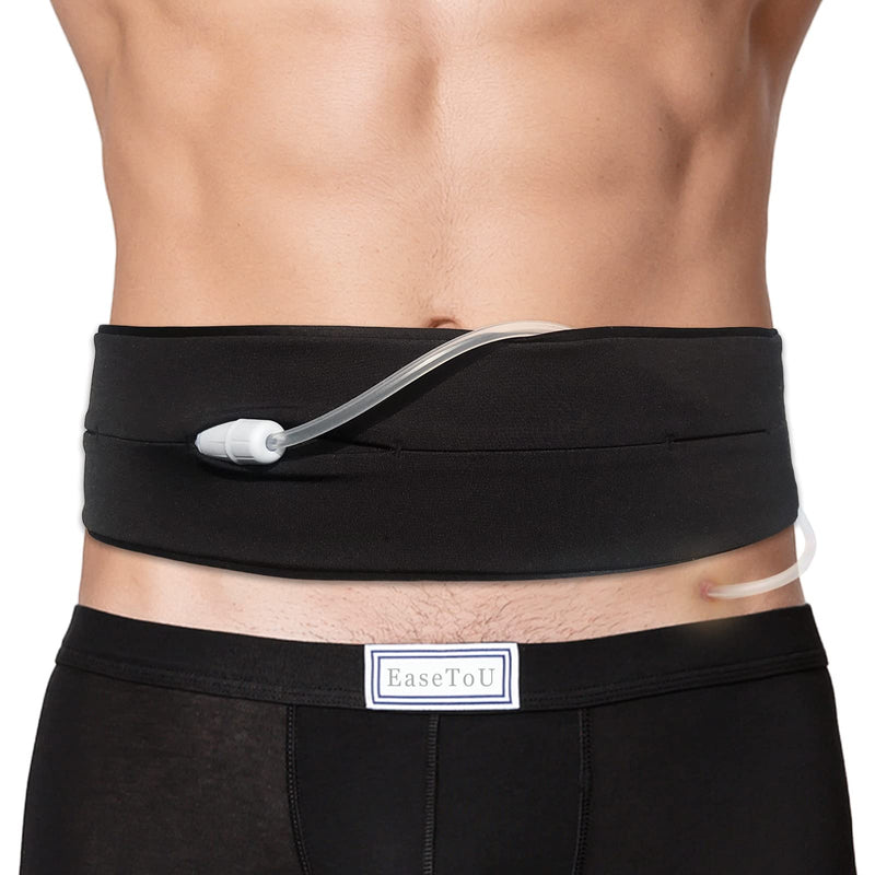 [Australia] - PD Belt Peritoneal Dialysis Catheter Holder Comfortable Protector with Slits Pouch for Secure G J Feeding Tube Accessories Men Women Black Medium (Pack of 1) 
