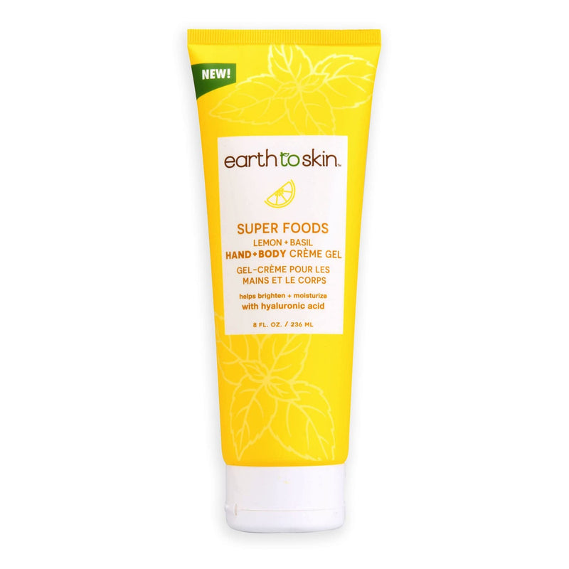 Earth To Skin Super Foods Lemon + Basil Hand & Body Creme Gel (8.0 Fl Oz) 8 Fl Oz (Pack of 1)