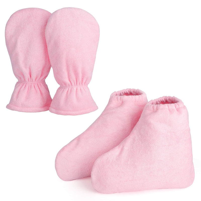 [Australia] - Paraffin Wax Gloves for Hand and Feet, Segbeauty Thick Paraffin Heated SPA Mittens Foot Liners, Gloves & Socks for Hot Wax Hand thera-py Thermal treat-ment Wax Warmer Paraffin Wax Machine Pink Thick mitts&booties-Medium-Pink 