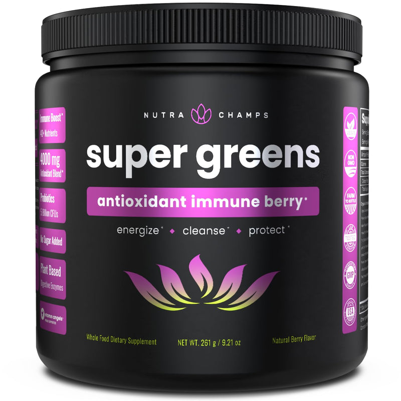 [Australia] - Super Greens Powder Premium Antioxidant Superfood | Organic Greens Fruit and Veggie Vegan Supplement | 40+ Greens and Superfoods Including Wheatgrass & Spirulina | Probiotic Powder Greens, Sweet Berry 