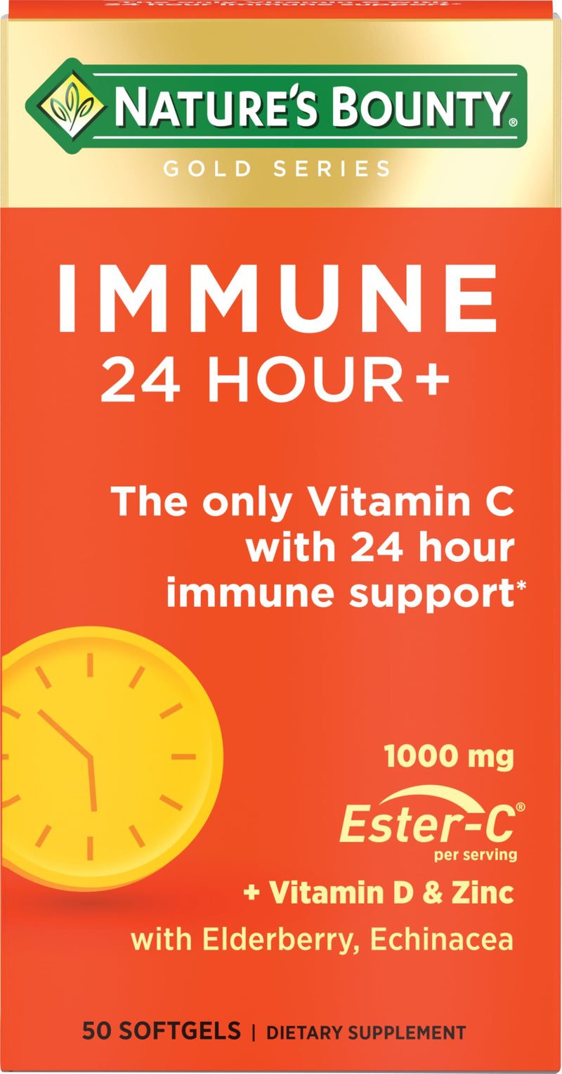 Nature's Bounty Immune 24 Hour +, 2 Softgels per Day, 50 Count 50 Count (Pack of 1)