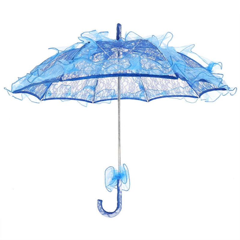 Haofy Lace Umbrella Bridal Umbrella Parasol Vintage Bridal Lace Cotton Umbrella for Wedding Parties Dancing Photography Prop (Navy)