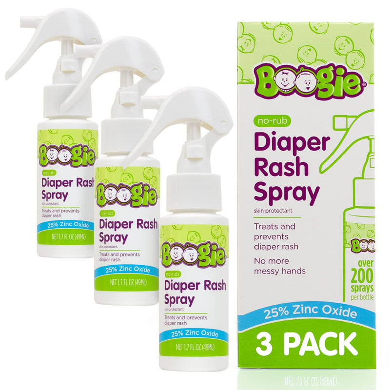 [Australia] - Baby Diaper Rash Cream Spray by Boogie Bottoms, No-Rub Touch Free Application for Sensitive Skin, Over 200 Sprays per Bottle, 1.7 oz, Pack of 3 