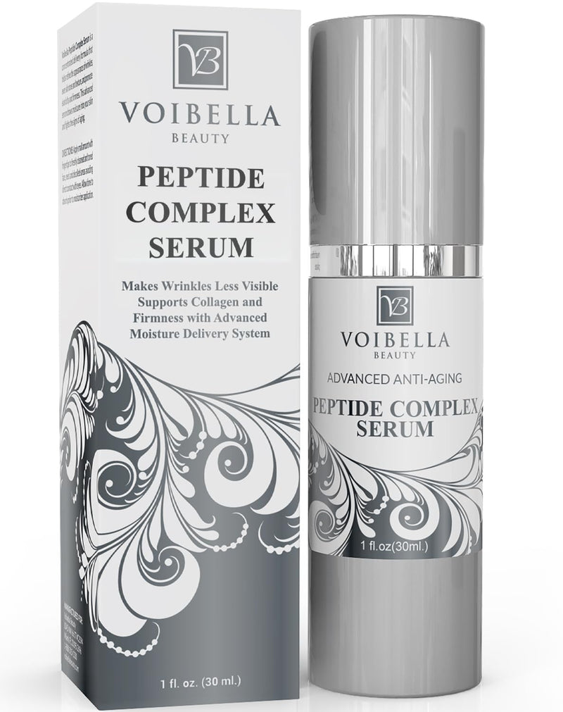Peptide Complex Serum For Face & Collagen Support - Natural & Organic | Anti Aging Skin Serum, Peptides, Hyaluronic Acid, Amino Acids & Vitamin E for Wrinkles, Hydrating, Firming & Elasticity