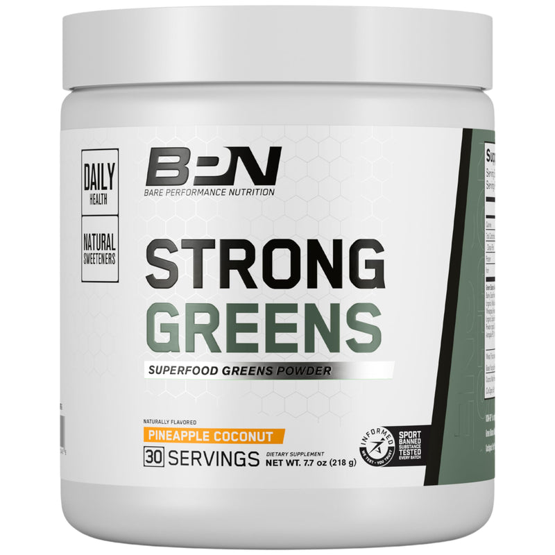 [Australia] - BARE PERFORMANCE NUTRITION, BPN Strong Greens Superfood Powder, Improved Digestion, Increased Energy, Immune System Support, Pineapple Coconut 30 Servings (Pack of 1) 