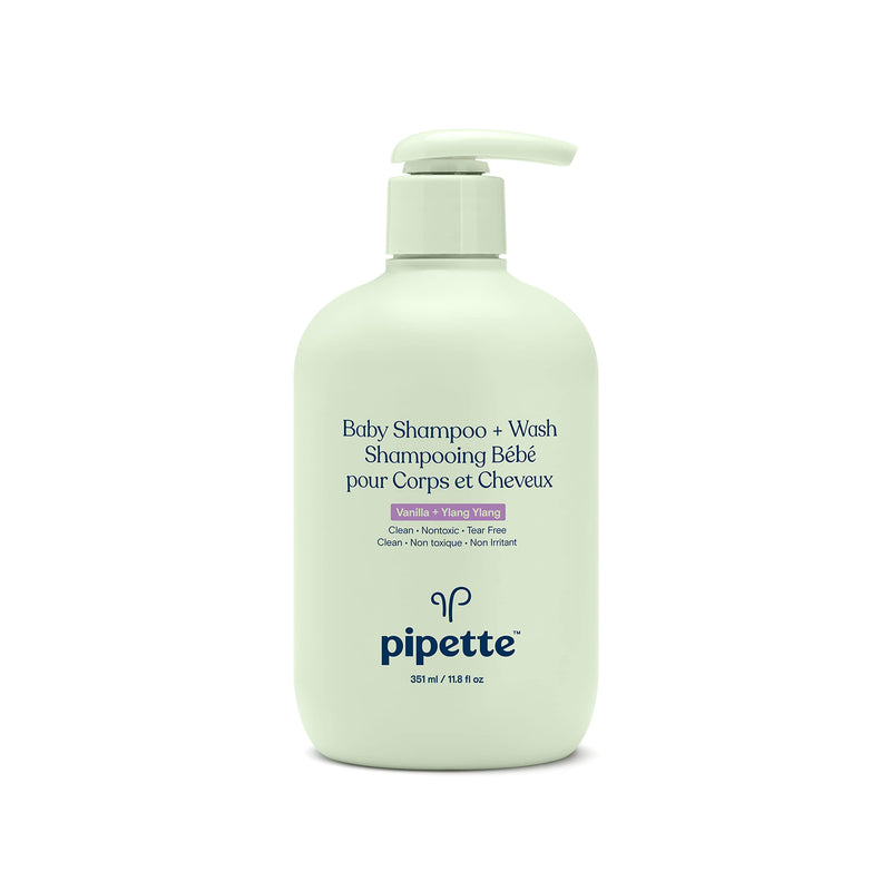 [Australia] - Pipette Baby Shampoo and Body Wash - Vanilla + Ylang Ylang, Tear-Free Bath Time, Hypoallergenic, Moisturizing Plant-Derived Squalane, Non-Toxic, Sulfate Free, 11.8 fl oz 11.8 Fl Oz (Pack of 1) 