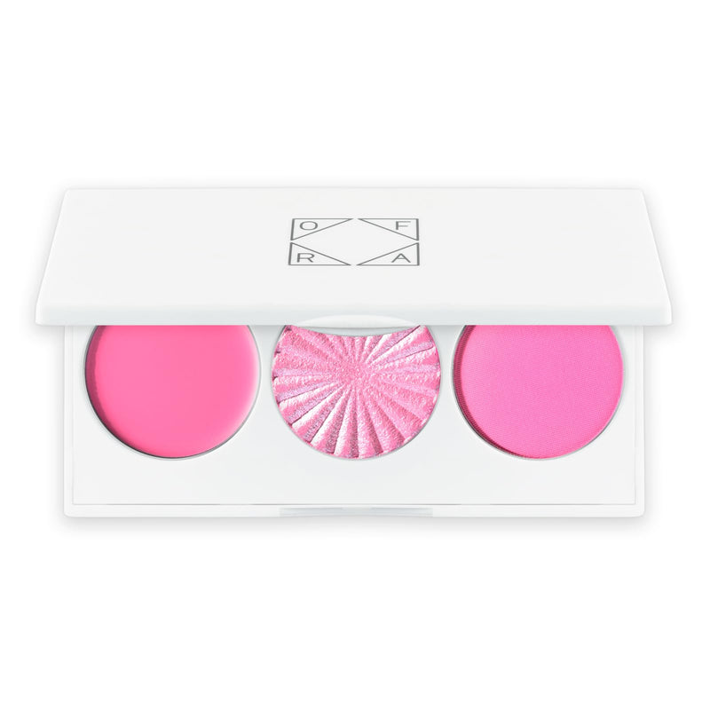 [Australia] - OFRA Midi Palette Cotton Candy Skies - Face Makeup Palette - 3 Pigmented Pink Blushes - Matte, Satin and Cream - Cruelty-Free Blush Palette, Highlighter Palette and Colorful Eyeshadow Palette 
