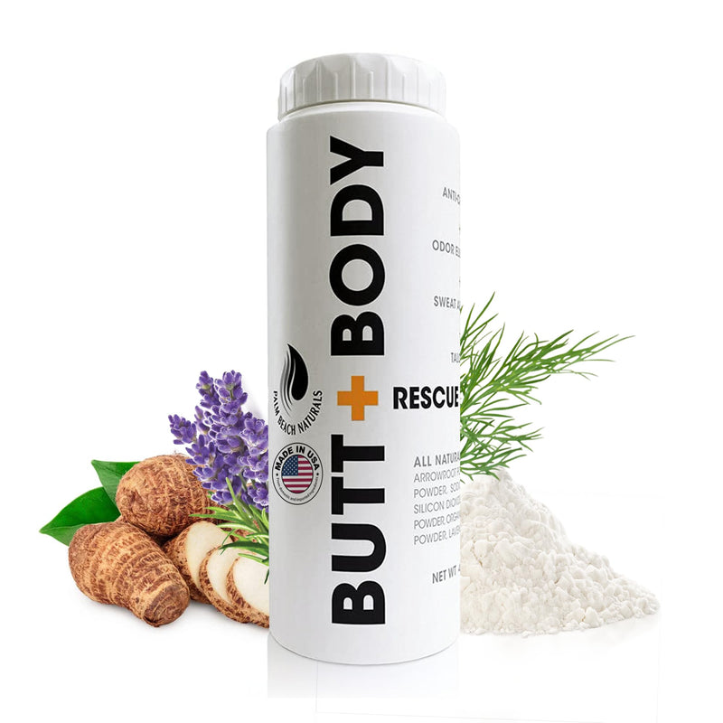 Palm Beach Naturals Butt & Body Rescue Powder for Men & Women – Whole Body Deodorant Absorbs Sweat, Controls Odor & Chafing with Cooling Sensation – Naturally Protects Skin, Talc Free – 4oz 4 Ounce (Pack of 1)