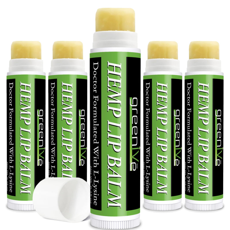 GreenIVe Hemp Lip Balm, Vegan, Omegas 3 & 6, Vitamin E, L-Lysine, Hydrating Handcrafted (5) 5