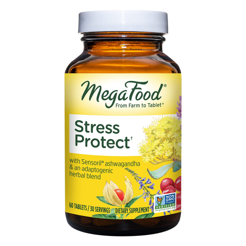 [Australia] - MegaFood Stress Protect with Ashwagandha & Herb Blend -Supports Healthy Stress Response - Rhodiola Root, Vegetarian, Non-GMO, Gluten-Free - Made without 9 Food Allergens - 60 Tabs (30 Servings) 60 Count (Pack of 1) 