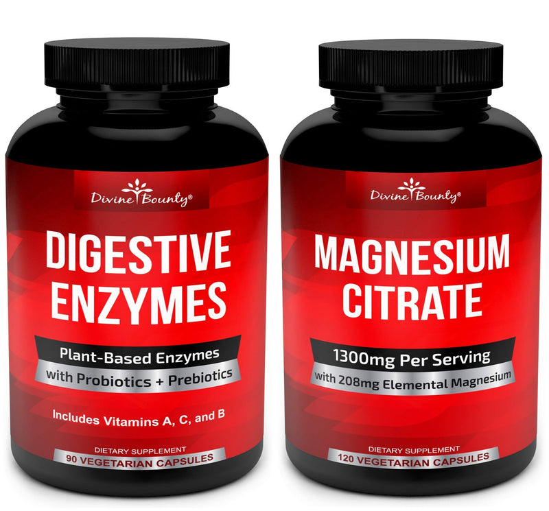 Divine Bounty Digestive Enzymes with Probiotics & Magnesium Citrate Bundle