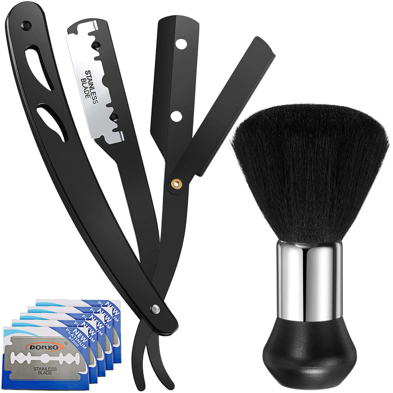 [Australia] - Honoson Professional Straight Razors for Men Navajas Para Barbero Barber Straight Razor Kit with Neck Duster Brush and 40 Pieces Double Edge Blades for Hair Salons, Gifts 