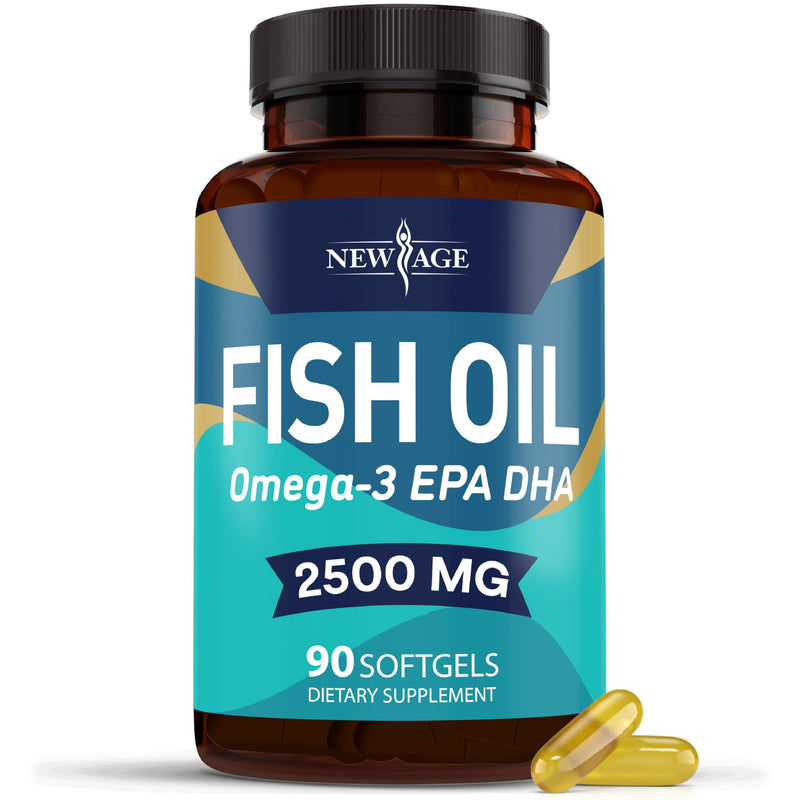 NEW AGE Omega 3 Fish Oil Supplement Immune & Health Support – Promotes Joint, Eye & Skin Health - Non GMO - EPA, DHA Fatty Acids Gluten Free (90 Softgels (Pack of 1)) 90 Softgels (Pack of 1)