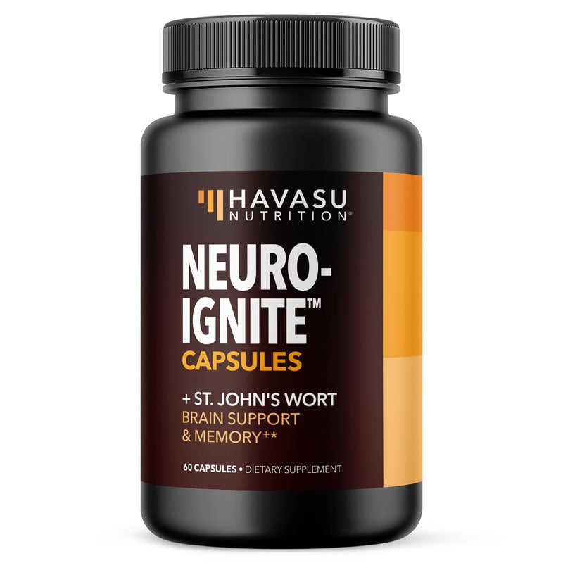 [Australia] - NeuroIgnite Brain Supplements for Memory and Focus Support with St Johns Wort & Ginkgo Biloba | Nootropics Brain Support Supplement | Cognitive & Memory Supplement for Brain Health | 2 Month Supply 60 Capsules (Pack of 1) 