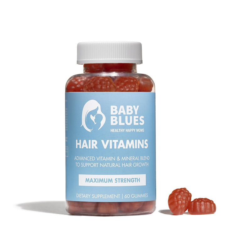 Baby Blues Postpartum Hair Loss Vitamins & Gummies for Women, Biotin & Collagen for Hair Growth Support, Thinning Hair Support, Thicker Fuller-Looking Hair, Hair Skin & Nails, Postnatal, 60 Count 60 Count (Pack of 1)