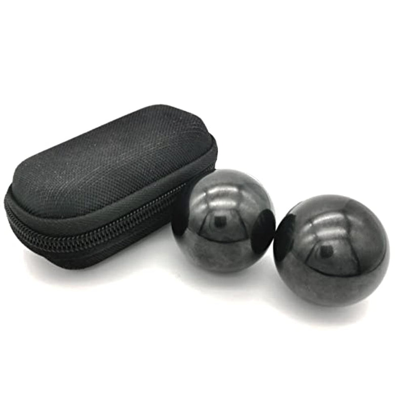 [Australia] - Z QINGZHENG 2pcs 1.57Inch Baoding Fitness Ball, Solid Chrome Steel Health Exercise Massage Handball Boiled Black 