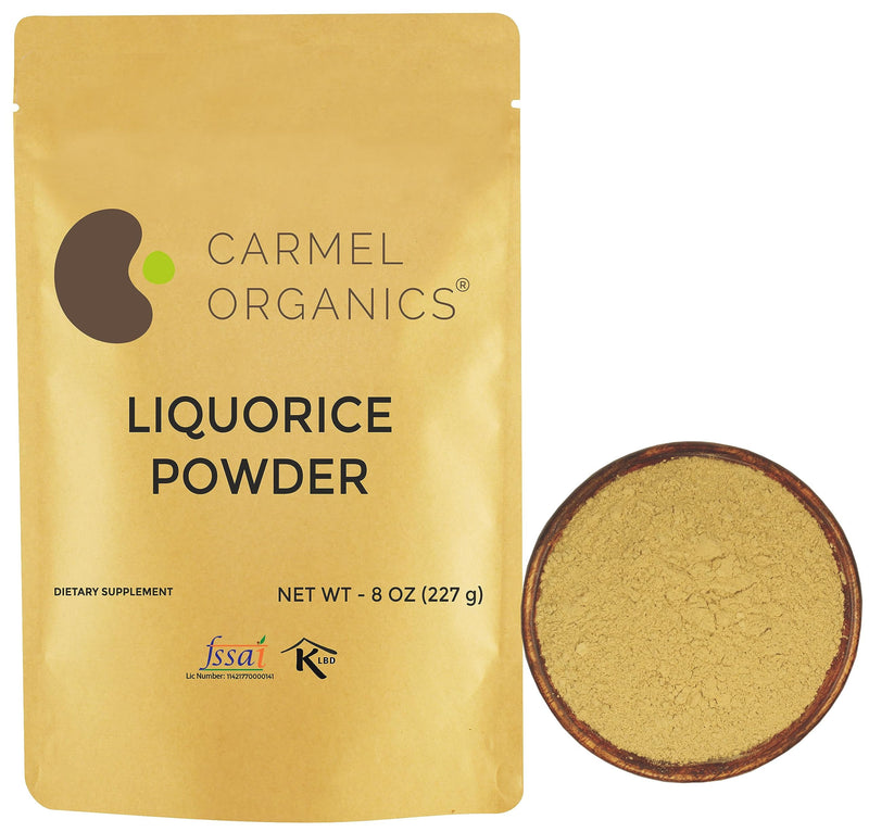 [Australia] - CARMEL ORGANICS Licorice Root Powder - 8 oz or 0.5 Lb/227 grams | Herbal Supplement | Natural Sweetener and Digestive Aid | Non-GMO | No Added Preservatives 8 Ounce (Pack of 1) 