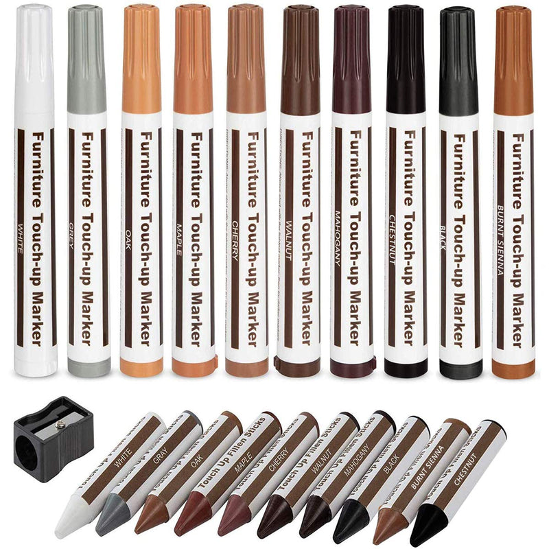 [Australia] - Furniture Repair Kit Wood Markers Wax Sticks, for Stains, Scratches, Wood Floors, Tables, Desks, Carpenters, Bedposts, Touch Ups, and Cover Ups (21) 