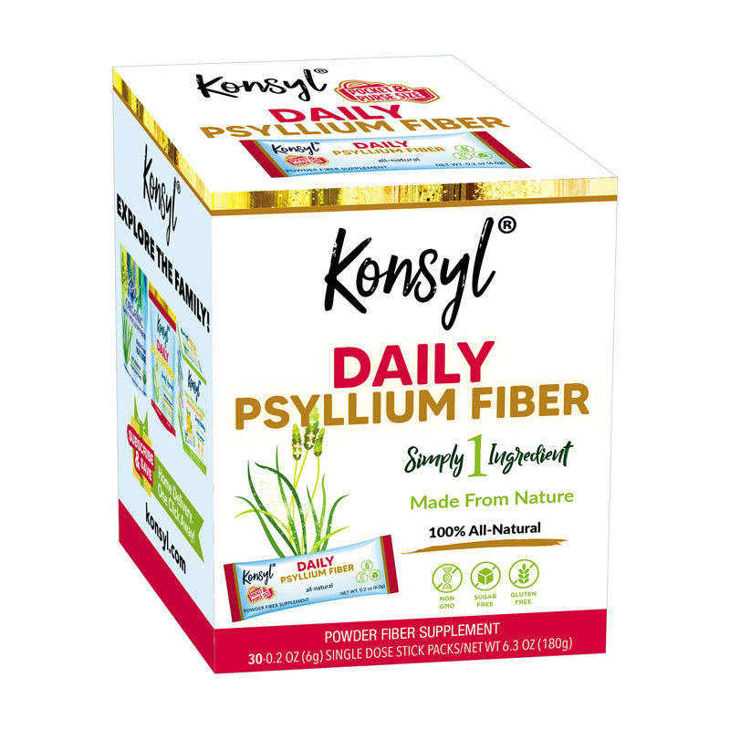 [Australia] - Konsyl Daily Psyllium Fiber Stick Packs - On-The-Go Fiber Supplement Powder - Convenient, All-Natural Soluble Fiber, Gluten-Free & Sugar-Free, Vegan & Keto - 30 Packets 30 Servings (Pack of 1) Original 