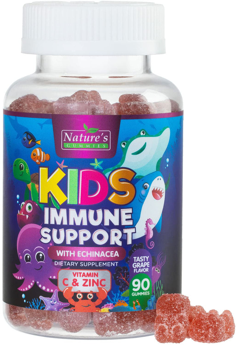 [Australia] - Kids Immune Support Gummies with Vitamin C, Zinc & Echinacea, Gluten Free & Non-GMO Chewable Immune Support for Kids Gummy, Daily Childrens Immune Support Vitamins, Vegan, Berry Flavor - 90 Gummies 