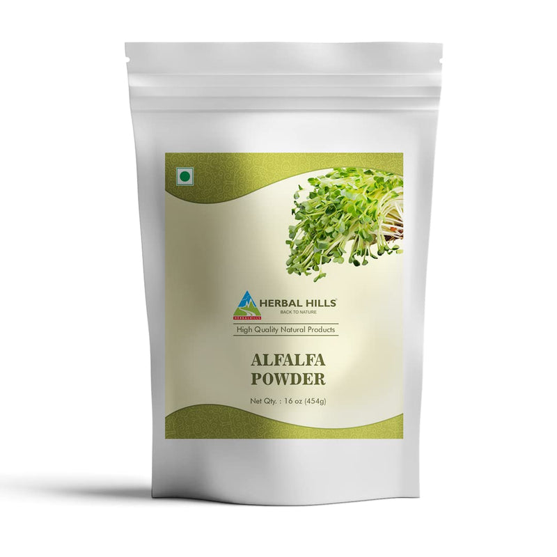 [Australia] - HERBAL HILLS Alfalfa Powder | 16 Oz (454 GMS) | Green Superfood Dried Whole Young Leaves 1 Pound (Pack of 1) 