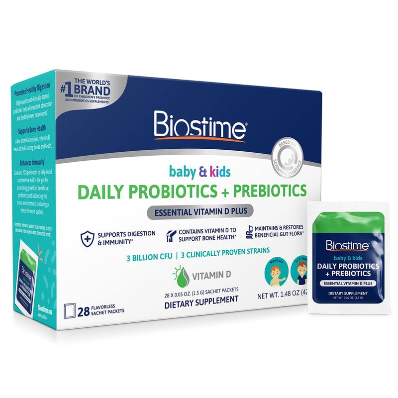 [Australia] - Biostime Infant Baby Toddler Kids Probiotic & Prebiotic with Vitamin D | Baby Probiotic Powder | Kids Immune Support | Constipation Relief for Babies * | Supports Digestion, Gas Relief | 30 Packets Prebiotic & Probiotic 