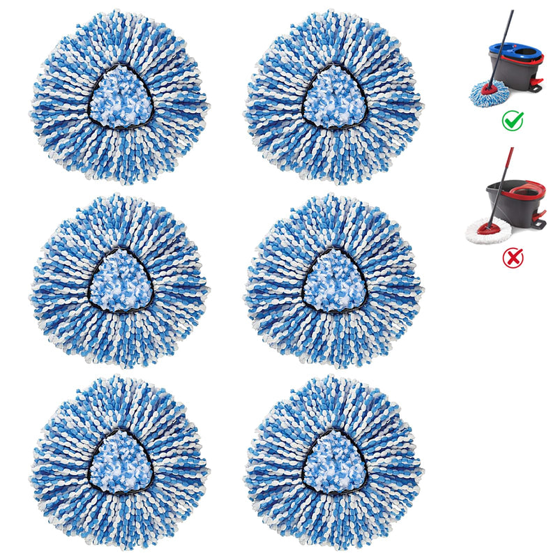[Australia] - BonusLife 6-Pack Mop Head for O-Ceda RinseClean Spin Mop Refill 2-Tank System Only Easy Cleaning Microfiber Replacement 