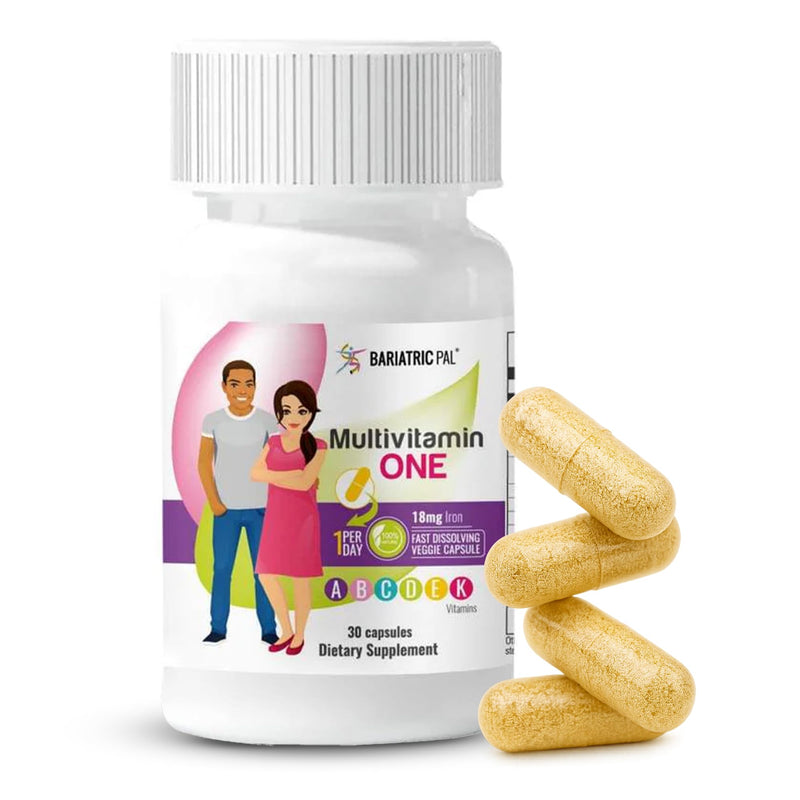 BariatricPal Multivitamin ONE 1 per Day! Bariatric Multivitamin Capsule with 18 mg of Iron | Easy to Swallow Capsule | Vitamin for Bariatric Surgery Patients | 30 Count (1 Month Supply) 30 Count (Pack of 1) 18mg Iron