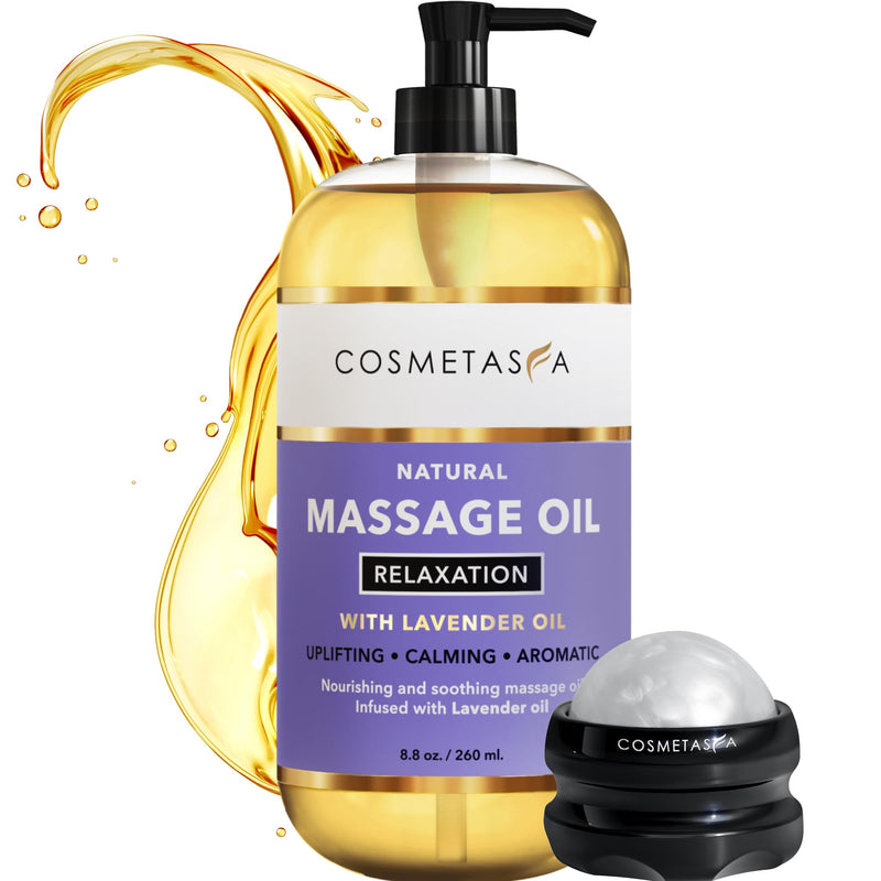 [Australia] - Lavender Relaxation Massage Oil with Massage Roller Ball - No Stain 100% Natural Blend of Spa Quality Oils for Calming, Aromatic, Soothing Massage Therapy 