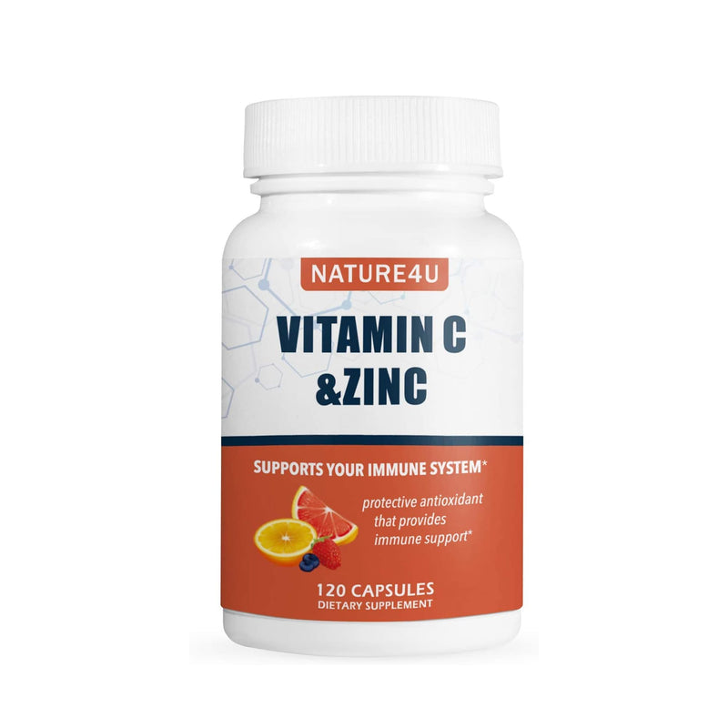 Vitamin C 1000mg with Zinc, Rose Hips and Citrus Bioflavonoids, Immune Support Supplement Antioxidants Protection, 120 Capsules 120 Count (Pack of 1)