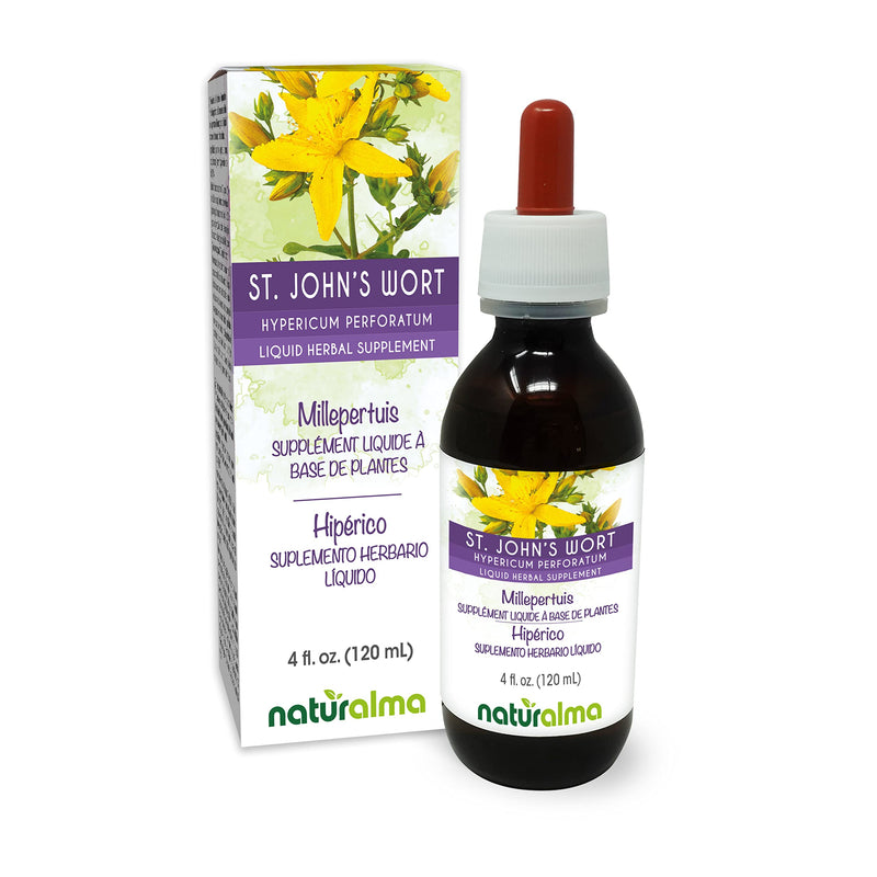 [Australia] - Naturalma St. John's wort (Hypericum perforatum) herb with flowers Alcohol-free Tincture - 4 fl oz Liquid extract in drops - Herbal supplement - Vegan 