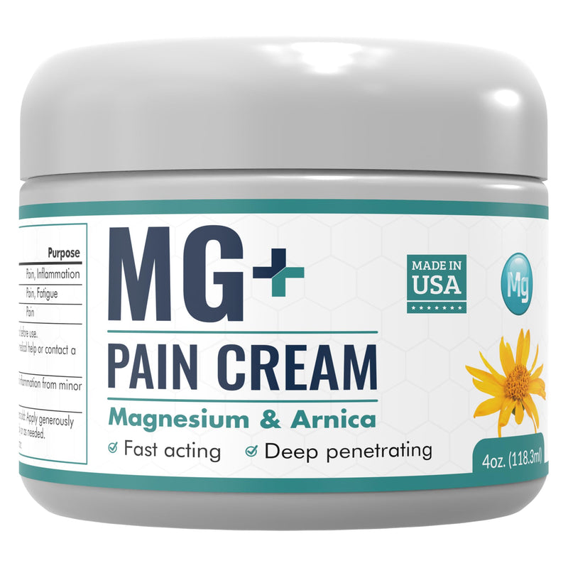 Mars Wellness MG+ Magnesium Cream Pain Relief - Extra Strength Magnesium and Arnica Cream - 4 OZ Tub - Neuropathy, Muscle Pain, and Leg Cramps Relief - 1 Pack | Extra Strength Magnesium and Arnica Cream, Great for Neuropathy, Muscle Pain, Sciatica and ...