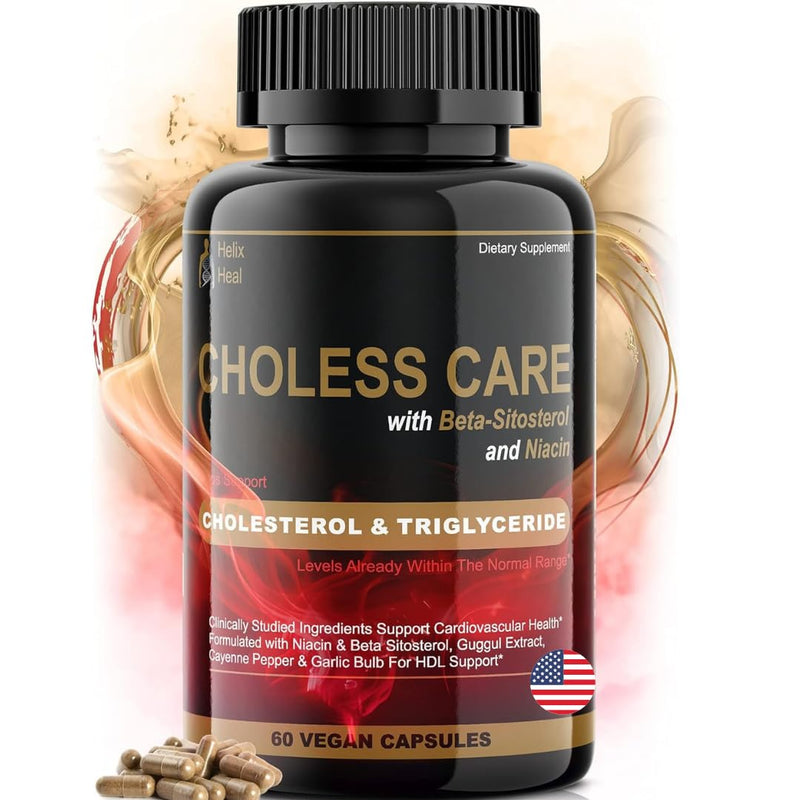 [Australia] - Cholesterol Supplement - Triglycerides Support Capsules w. Organic, Odorless Garlic, Cayenne Pepper, Plant Sterols to Support Normal HDL and LDL Cholesterol Levels w. Antioxidant Niacin (Vitamin B3) 