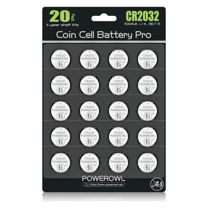 [Australia] - POWEROWL High Capacity CR2032 Battery (20-Pack) 3v Lithium Batteries, 10 Years Leak-Free, Long Lasting Cr 2032 20 