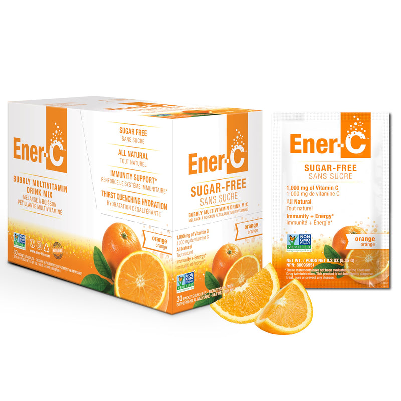 Ener-C Sugar Free Multivitamin Drink Mix, Zero Sugar - Orange, 30 Count | Vitamin Powder for Water, Electrolytes Powder No Sugar, Hydration Boost Packets, Vitamin C & B12 0.31 Ounce (Pack of 30)