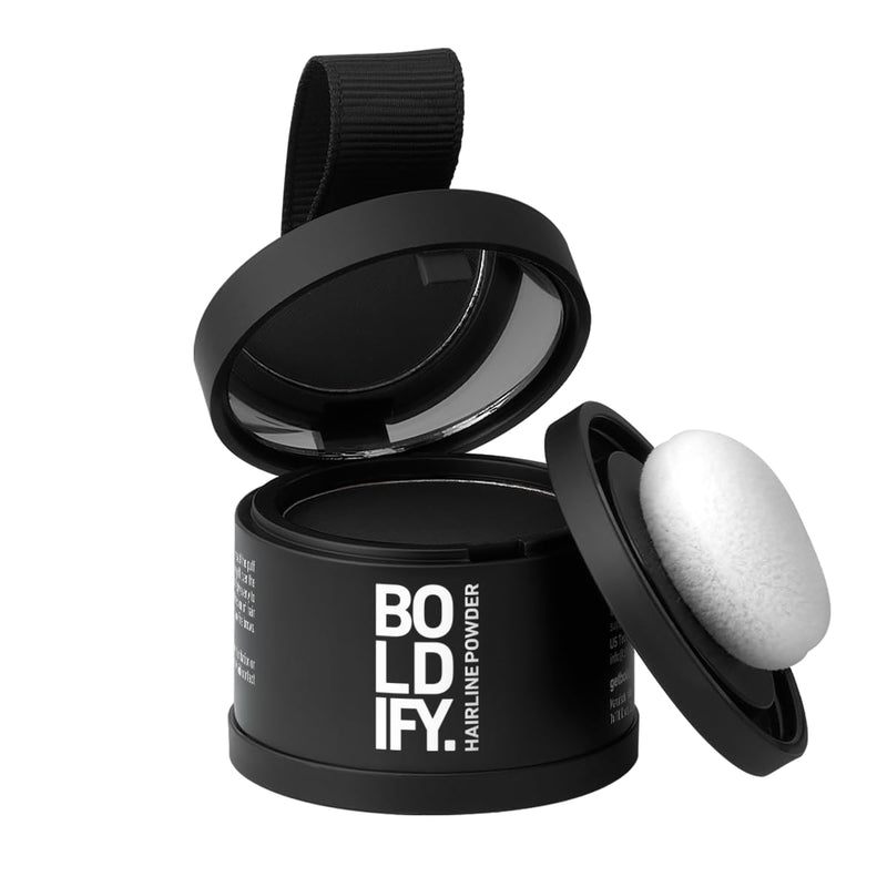 Boldify Hairline Powder, Root Touch Up Hair Color Black 4g | Instantly Fills Thinning Hair & Sparse Hairlines - Root Cover Up for Gray Hair - Water-Resistant, Sweat-Proof 24-Hour Wear
