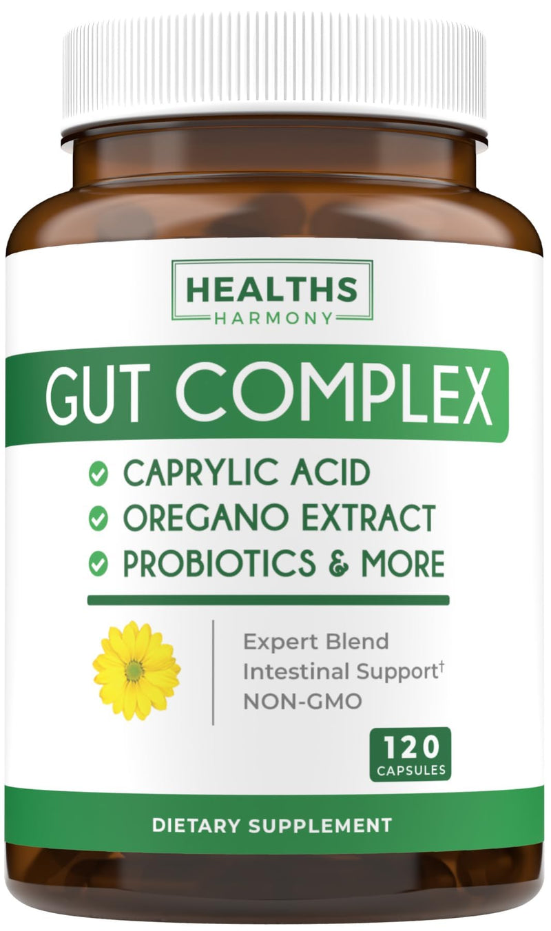 [Australia] - Candida Support (120 Capsules) - Caprylic Acid, Oregano Oil & Probiotics Help Maintain Already Normal Levels of Yeast and Candida - Vegetarian, Non-GMO Intestinal Supplement - Gut Cleanse (No Pills) 