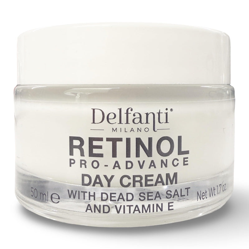 Delfanti Milano, Retinol Pro Advance Day Cream with Dead Sea Salts and Vitamin B, Anti Aging Moisturizer for Face and Neck, Made in Italy, 1.7 oz 50 mL