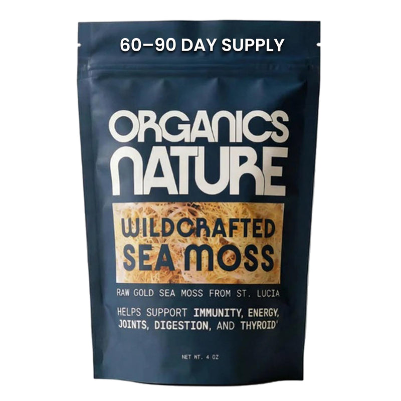 ORGANICS NATURE Raw Wildcrafted Sea Moss, 4 oz | Organic Wildcrafted & Non-GMO Certified, Dr Sebi Approved, Make 5 Jars of Sea Moss Gel
