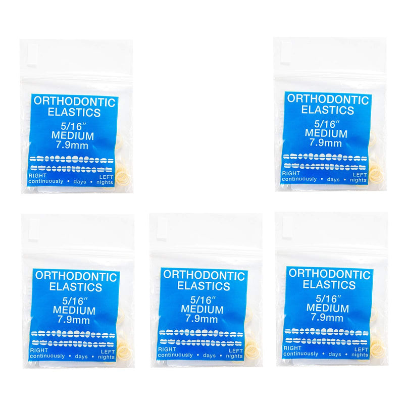 [Australia] - JMU Orthodontic Elastics 5/16 Medium, 500 pack Latex Intraoral Elastic Bands Latex Dental Rubber Bands Made in USA, Amber 