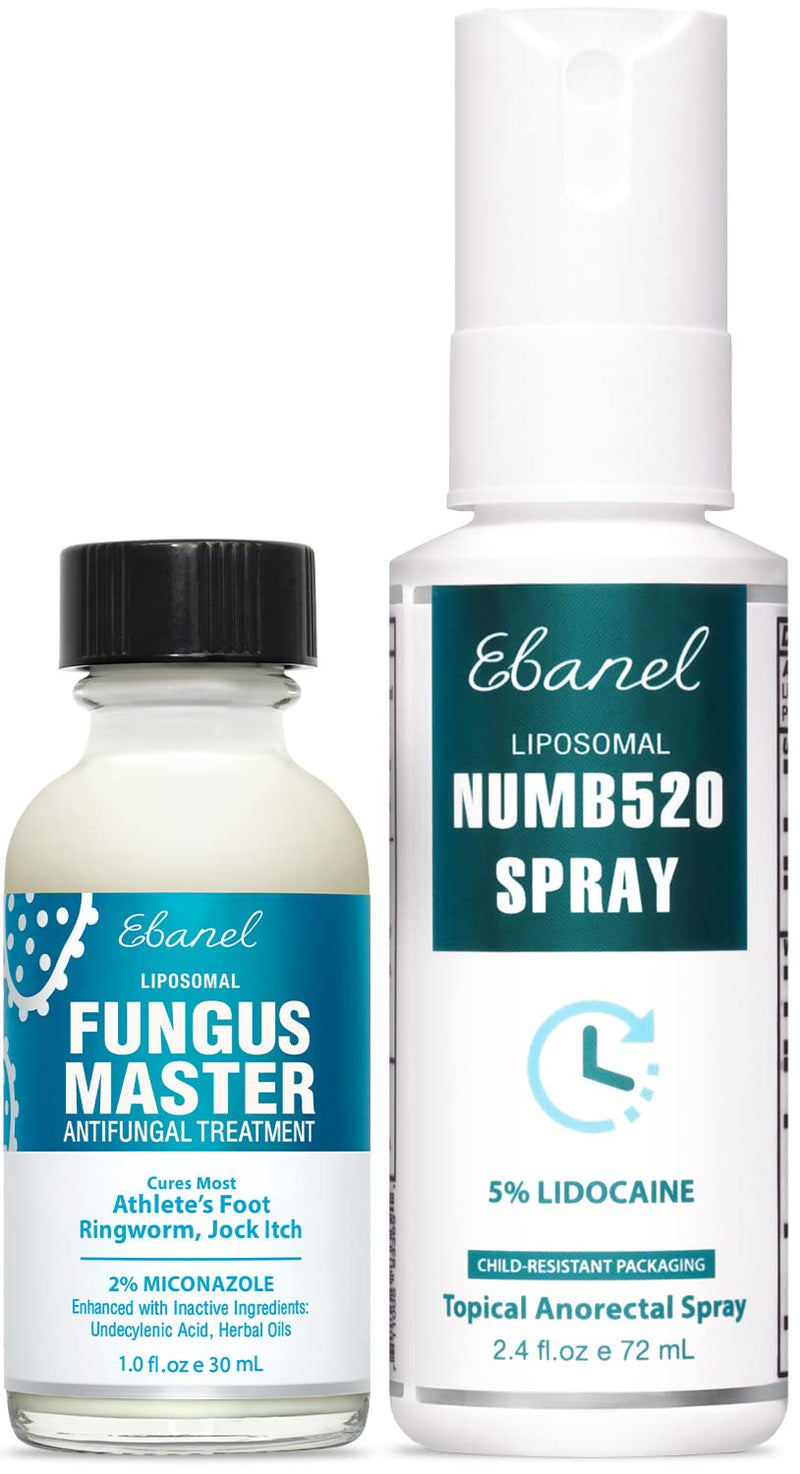 Ebanel Bundle of Fungus Treatment 1 Oz, and Lidocaine Numbing Spray
