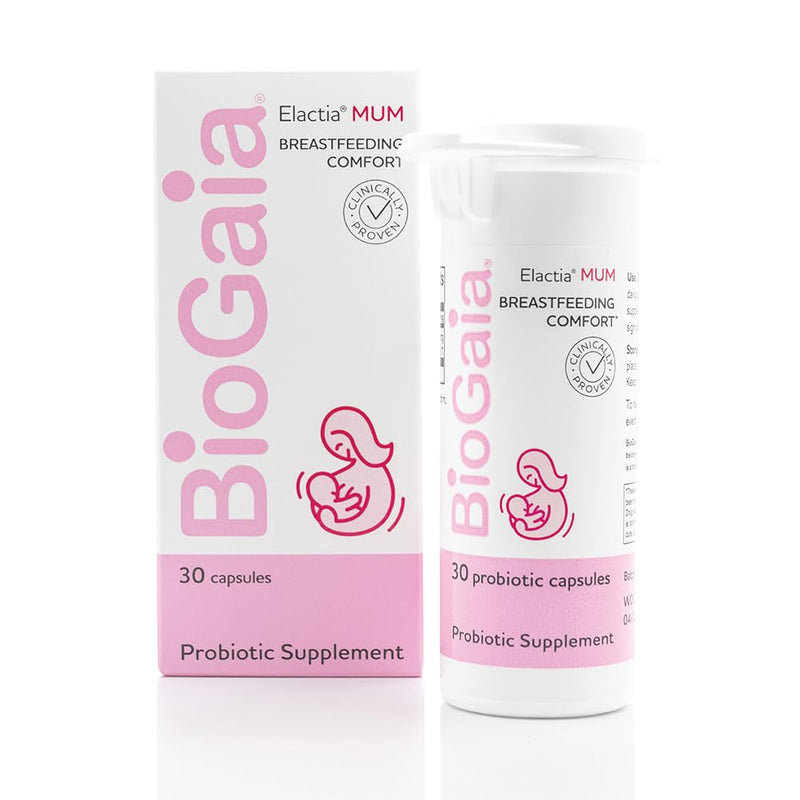 [Australia] - BioGaia Elactia Breastfeeding Probiotic | Lactation Supplements | Newborn Essentials and Probiotics for Both Mom & Baby | Daily Supplement for Healthy Lactation | 30 Count | Breastfeed Happy 