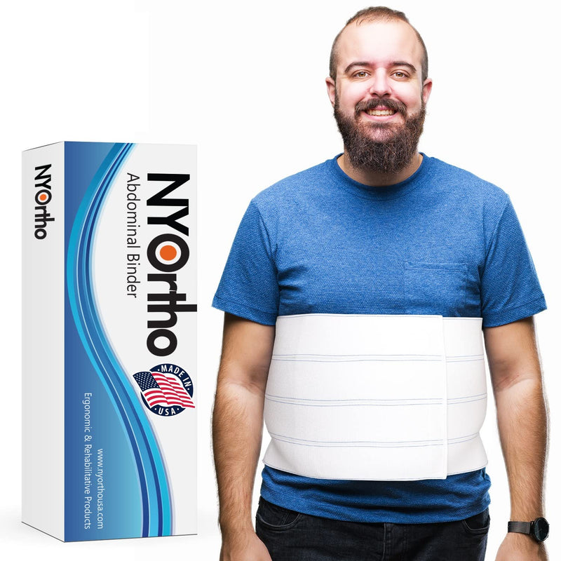NYOrtho Bariatric Abdominal Binder,12-Inch Wide Elastic Belly Wrap for Plus-Size Men and Women,Post-Surgery Stomach Compression Garment for Hernia Surgery, Natural Birth, Abdominal Injuries 4 Panel - 12" High 60-75 Inch