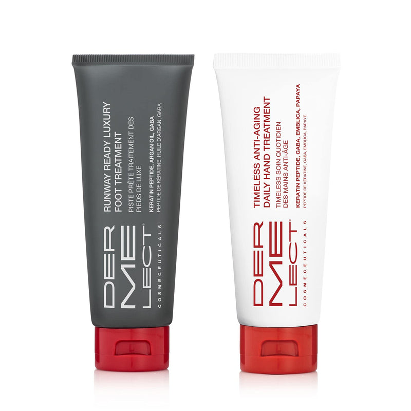 [Australia] - Dermelect Essential Anti-Aging Hand & Foot Duo - Ultra-Hydrating Hand Cream & Runway Ready Foot Treatment, Restores Youthful Appearance, Softens & Exfoliates, Grease-Free Formula 