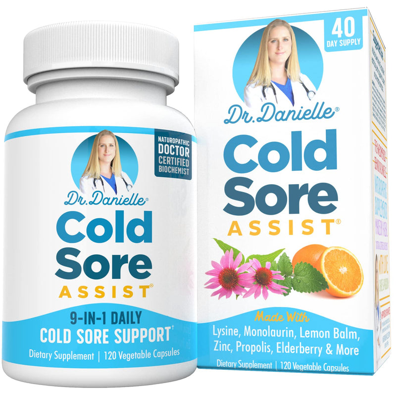 [Australia] - Best Cold Sore Supplement with Lysine and Lemon Balm - Dr. Danielle Cold Sore Assist - 120 Capsules 