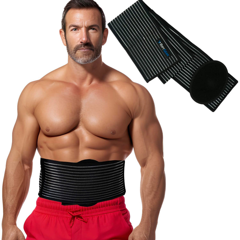 RiptGear Umbilical Hernia Belt for Men and Women - Abdominal Support Binder with Compression Pad - Supports Waist and Tummy after Surgery, Postpartum, and Belly Button Hernia Aid (Large/Extra Large) Large/X-Large (Pack of 1)
